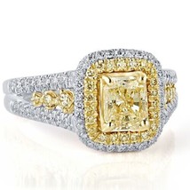 GIA 1.85 Carat Very Light Yellow Radiant Cut Diamond Engagement Ring 18k Gold - £3,765.40 GBP