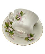 Royal Albert Teacup &amp; Saucer Mayflower Bone China Floral Pink Green - $36.57