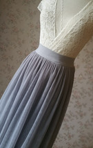 LIGHT GREY Maxi Tulle Skirt Bridesmaid High Waisted Plus Size Maxi Skirt image 8
