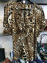 Nanette Lepore Imprimé Léopard 100% Soie Court Manche Style #8711592 Sz 4 - $95.86