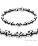 Black Stainless Steel Bicycle Chain Men&#39;s Cuff Bracelet Punk Rocker Stea... - €29,28 EUR