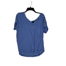 Gap Striped Short Sleeve Tee V-Neck Front Back T-Shirt Hi-Low Hem Large Women  - £13.29 GBP