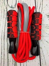 Jump Rope Cotton Workout Jump Rope Ball Bearing Weighted Adjustable Red - £12.25 GBP