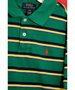 POLO RALPH LAUREN Boys Striped Golf Shirt L 14 16 Green Blue Yellow Pony Red LS - $14.45