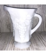 Vintage Milk Glass Footed Pitcher Grape Pattern Anchor Hocking Wedding W... - $225.80 MXN