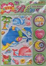 3D Fish Whale Palm colorful Craft Kindergarten Sticker 23x16 cm/9x6 inch - £3.18 GBP