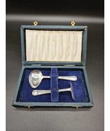 Vintage Boxed Art Deco Spoon &amp; Pusher Christening Gift EPNS c. 1930 T.E.... - $21.00