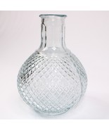 Glass Vase Hobnail Diamond Cut Glass Round Base 7 Inch Decanter Carafe N... - $9.74