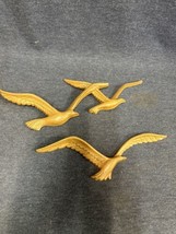 HOMCO Vintage 80s Syroco Plastic Seagulls Faux Wood Wall Art Flying Birds  - £10.84 GBP