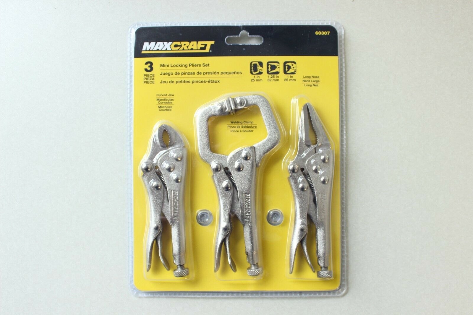Maxcraft Mini Locking Pliers Set Curved Jaw, Welding Clamp, Long Nose - 3 Piece - $14.21