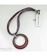 LAURA ASHLEY TWO TONE LEATHER CORD PENDANT NECKLACE RUSTIC STYLE NWT $40 - $17.77