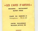 Les Caves D&#39;Artois Brasserie Restaurant Menu Expo 58 Brussels World&#39;s Fair  - $47.52