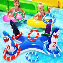 Inflatable Pool Ring Toss Games, Flamingo Pool Games Shark Pool Toys With 6Pcs R - £17.42 GBP