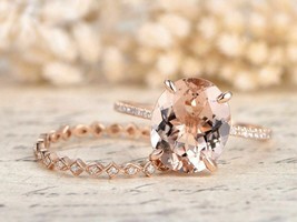 3Ct Oval Gorgeous Cut Morganite Bridal Engagement Ring 14K Rose Gold Finish - £65.81 GBP