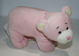 Baby Ganz Bear 8&quot; Pink Cream Plush Rattle Stuffed Stands Soft Toy Vtg Lo... - £44.56 GBP