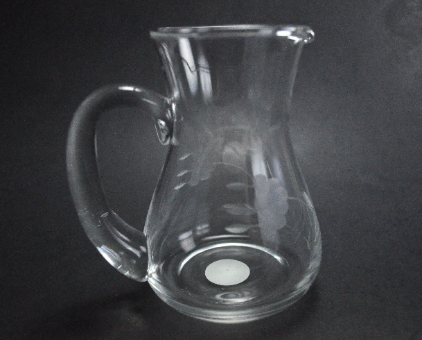 Princess House Heritage Gray Cut Floral Individual Mini Pitcher Clear Glass - $10.00