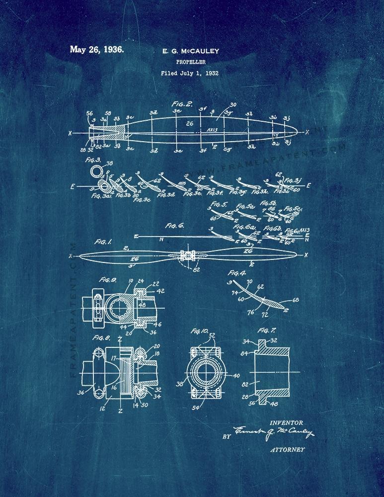 Propeller Patent Print - Midnight Blue - £6.25 GBP - £32.21 GBP