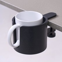 Desk Cup Holder Anti Spill Wood Cup Holder for Desk with Aluminium Clamp Office  - £32.25 GBP