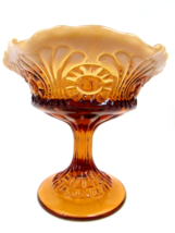 Vintage Fenton Caramel Opalescent Glass Tokyo Footed Compote Candy Dish - £35.60 GBP