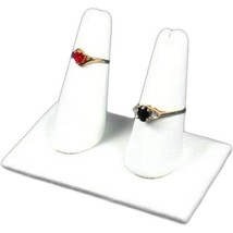 Two Finger Ring Display White Faux Leather Jewelry Showcase - £5.89 GBP