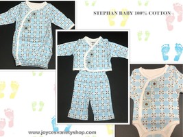 Stephan Baby Infant Sets 100% Cotton Blue Various Styles Preemie 4-6 Lbs - £6.41 GBP