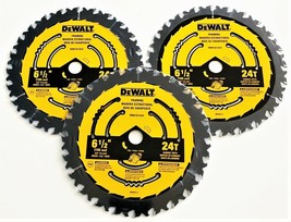3 Dewalt 6-1/2" Carbide 24T Cordless Circular Saw Blades Framing 24 DWA161224 - £50.35 GBP