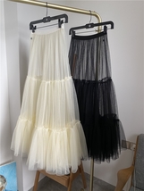 IVORY White Tiered Tulle Maxi Skirts Full Tulle Layered Skirt Outfit Plus Size image 4