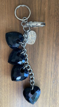 Kathy Van Zeeland Black Hearts Charm Keychain Key Chain For Purse Bag Charm - £7.86 GBP