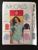 Womens 6 Easy Shirts Tops Sewing Pattern/McCall&#39;s M5145/SZ 18W-24W/UN - $8.32