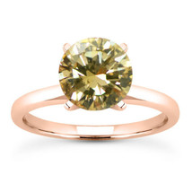 Round Shape Diamond Solitaire Ring Fancy Champagne Treated 14K Rose Gold 2.49 CT - £2,693.82 GBP