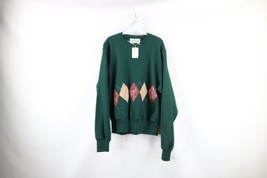 NOS Vtg 90s Streetwear Womens M Paisley Argyle Diamond Crewneck Sweatshirt USA - £47.44 GBP