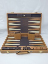 Vintage HIT Backgammon Travel Case w/ Handle Brown Faux Leather - $406.01 MXN