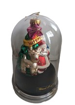 Unique Treasures Santa Claus Reindeer tree Glass Christmas Ornament Hand Crafted - £9.49 GBP