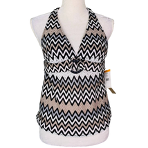 Perry Ellis Tankini Top S Black White Gray Taupe Chevron Removable Pads New - £19.61 GBP