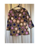 Boden Women&#39;s 3/4 Sleeve Circle Tunic Peasant Blouse Green Geometric Siz... - $20.00