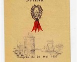 Union Des Travailleurs De France Menu Signatures 1957  - $15.84