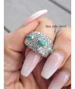 Oxidized Sterling Silver Turquoise Ring: Bali Boho Style - $824.25 MXN