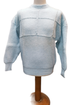 Sweater Pullover Man Wool Shetland Baby Blue Large Vintage Braids 48 50 United - £47.01 GBP