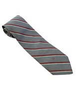 Vintage Christian Dior Gray Blue White Red Diagonal Striped Silk Blend Tie - $31.72