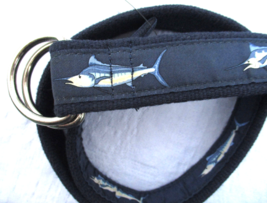 Vineyard Vines Fish Swordfish Print Canvas D Ring Belt Men&#39;s MED NEW wit... - £34.18 GBP