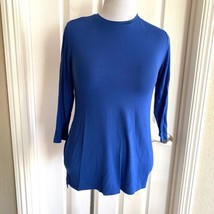 New H by Halston Womens Top Blue Relaxed Soft 3/4 Sleeve Shirttail Hem Tunic - £11.61 GBP