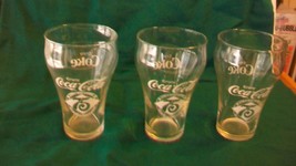 Set of 3 Vintage Coca-Cola 75th Anniversary Logo Glasses, Bell Shaped, Clear - £22.53 GBP