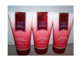 3 Bath &amp; Body Works Winter Candy Apple Creamy Body Scrub with Shea Butter 8 oz - £21.22 GBP