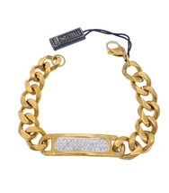13mm Miami Cuban Link ID Bracelet 8&quot; Gold tone Stainless Steel b21 - £10.31 GBP