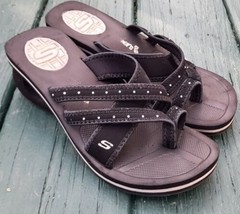 Skechers Cali Cyclers Size 8 BLACK Wedge Sandals Women's Studded Strappy... - $15.83