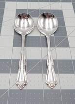 Oneida Arbor Rose True Rose Soup Table Spoons 18/8 Stainless Flatware Set of 2 - £8.78 GBP