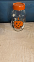 Vintage 1980&#39;s Carlton Glass 3L USA Halloween Jar Canister Ghost Bats Pu... - $29.02
