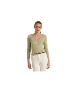 MSRP $80 Ralph Lauren Womens Lace-Trim Henley Top Green Size Medium - $975.91 MXN