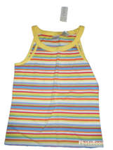 Talbot&#39;s kids girls NWT 7 bright striped tank top shirt yellow trim multi color - £6.97 GBP