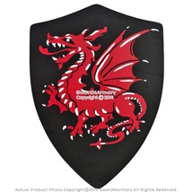 Medieval Crusader Knight Foam Shield with Torching Red Dragon Coat of Arms LARP - £12.68 GBP